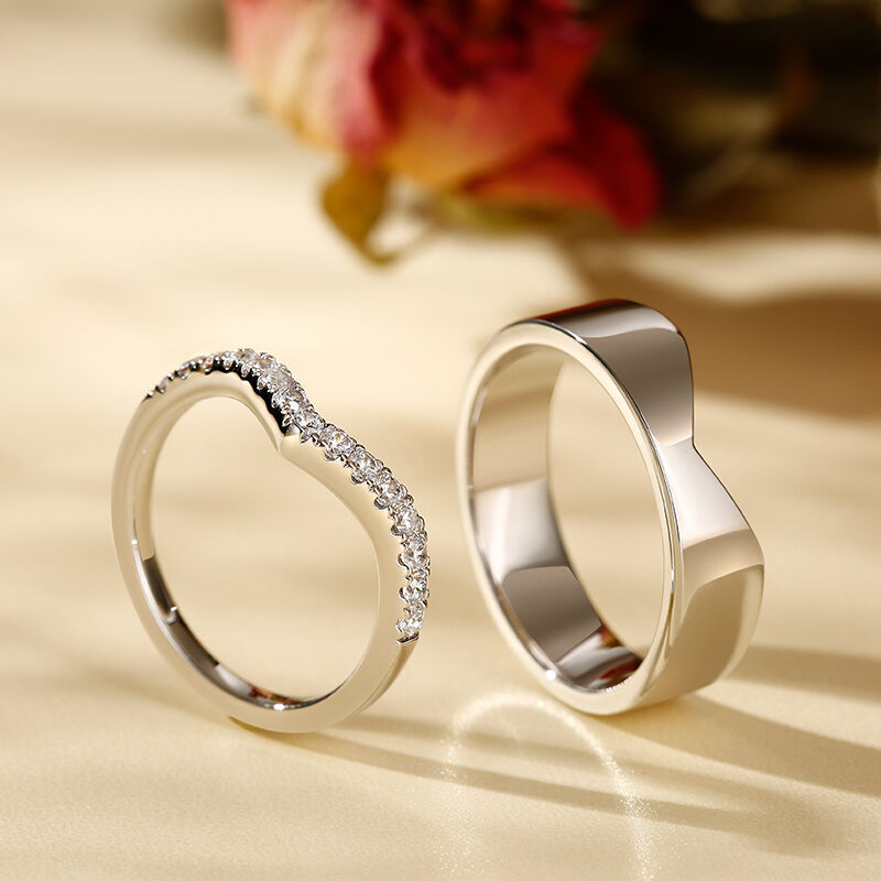 Jeulia "Limitless Love" Sterling Silver Couple Rings