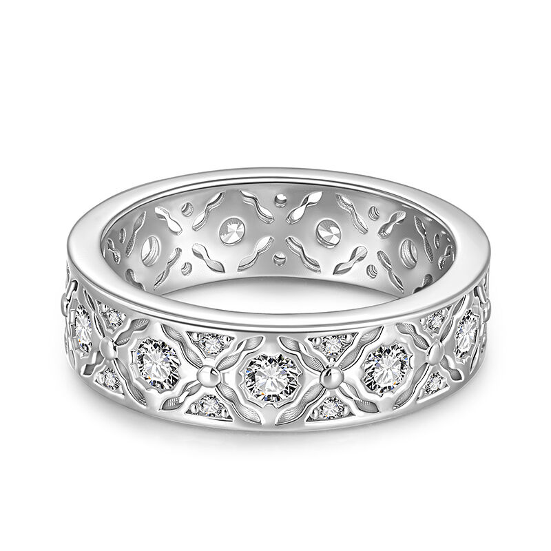 Jeulia Spetsinspirerad Graverad Evighetsring för Kvinnor i Sterling Silver