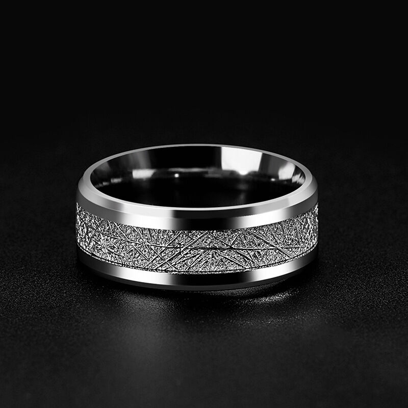 Jeulia Anillo Hombre Meteorito Imitado Acero Titanio