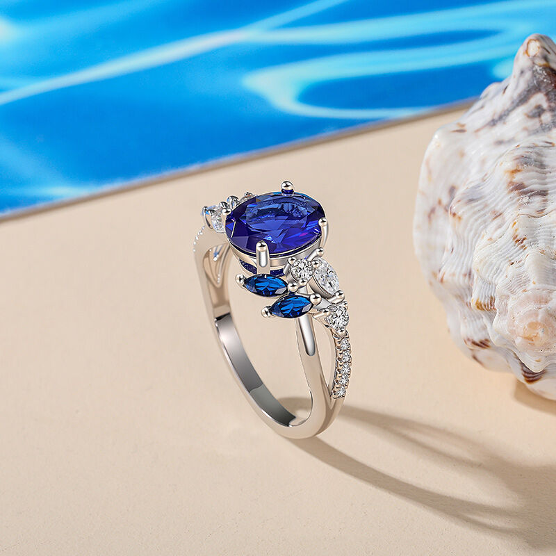Jeulia Twist Custom Oval Ring with Side Stones