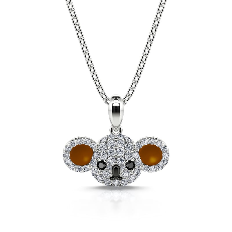 Jeulia "Little Lovable Koala" Pendant Sterling Silver Necklace