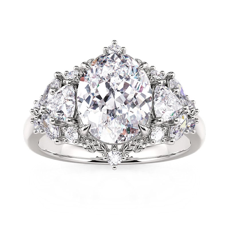 Jeulia Butterfly Three Stone Engagement Ring Sterling Silver