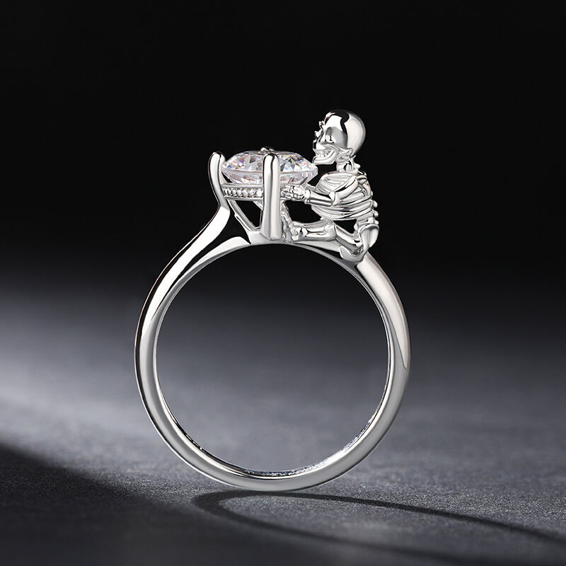 Jeulia Hug Me "The Dead Skeleton" Round Cut Sterling Silver Ring