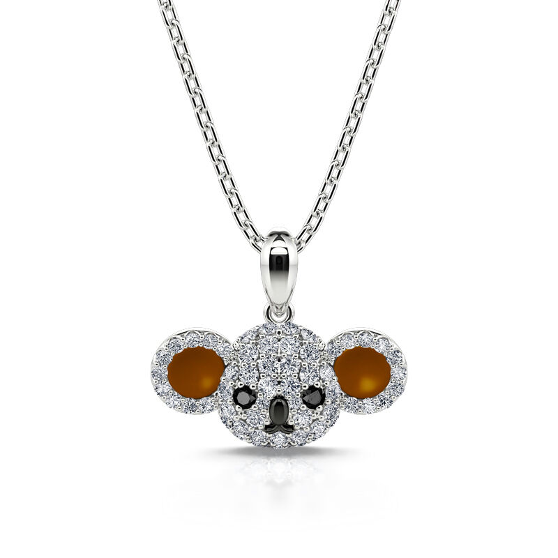Jeulia "Little Lovable Koala" Pendant Sterling Silver Necklace