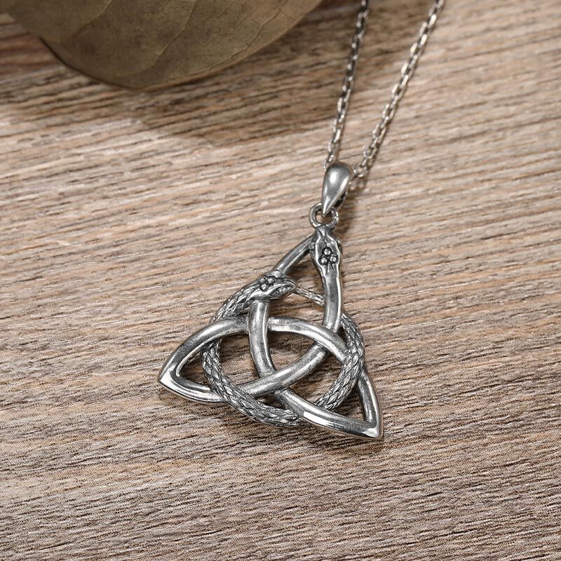 Jeulia "Interwoven Snakes with Trinity Knot" Sterling Silver Necklace