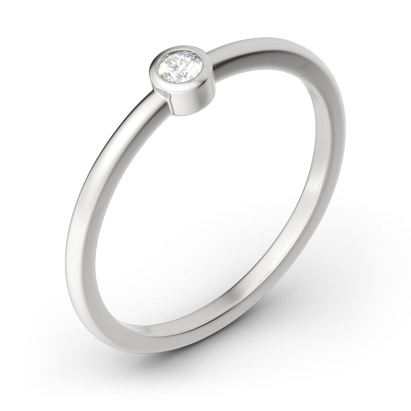 Jeulia Stackable Solitaire Sterling Silver Ring