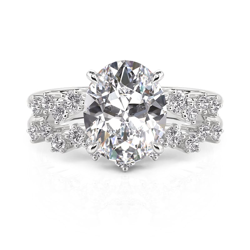 Jeulia Heart Beat Oval Bridal Ring Set Sterling Silver