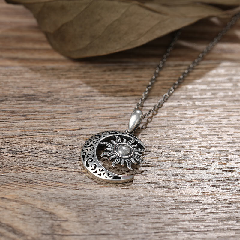 Jeulia "Moon & Sun" Celtic Sterling Silver Necklace