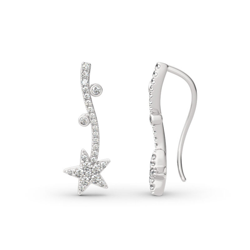 Jeulia "Wishing Meteor" Sterling Silver Climber Earrings