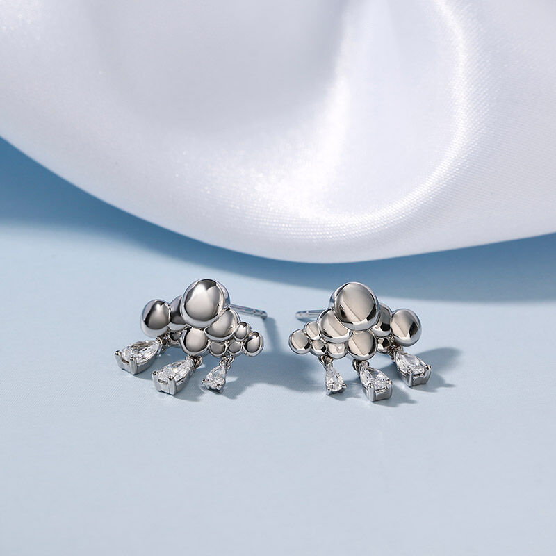 Jeulia "Rainy Day" Cloud&Raindrops Design Sterling Silver Earrings