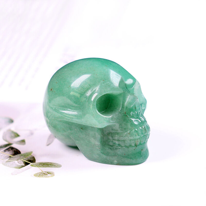 Jeulia "Abundance & Harmony" Natural Green Aventurine Skull Crystal Carving