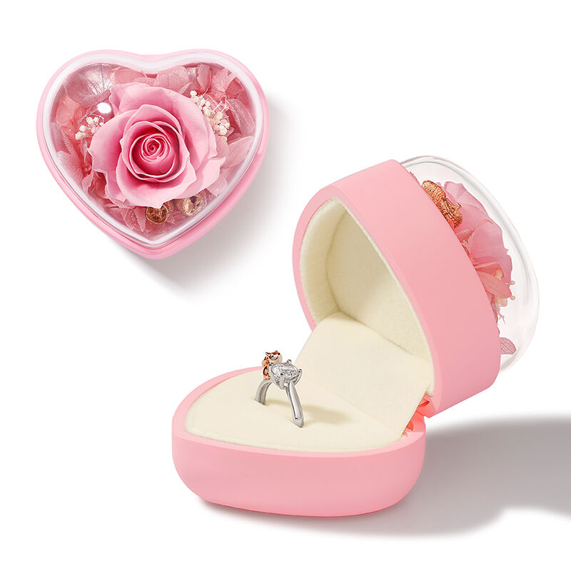 Jeulia Heart Shape Eternal Flower Ring Box