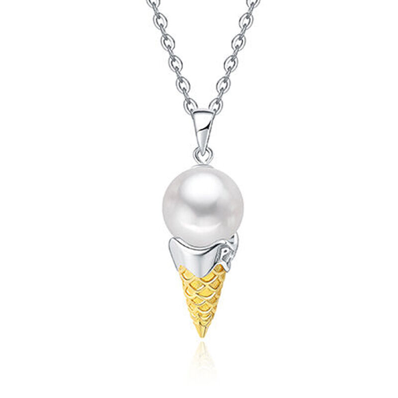 Jeulia Collar personalizado de nombre de plata y perlas de helado