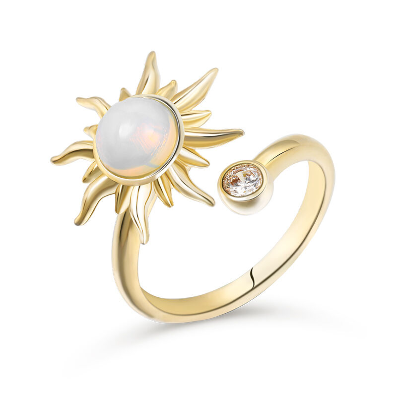 Jeulia "Sunrise Always" Moonstone Sterling Silver Rotating Soothe Open Ring