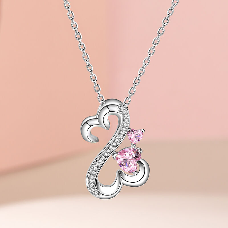 Jeulia Open Heart Design Heart Cut Sterling Silver Necklace
