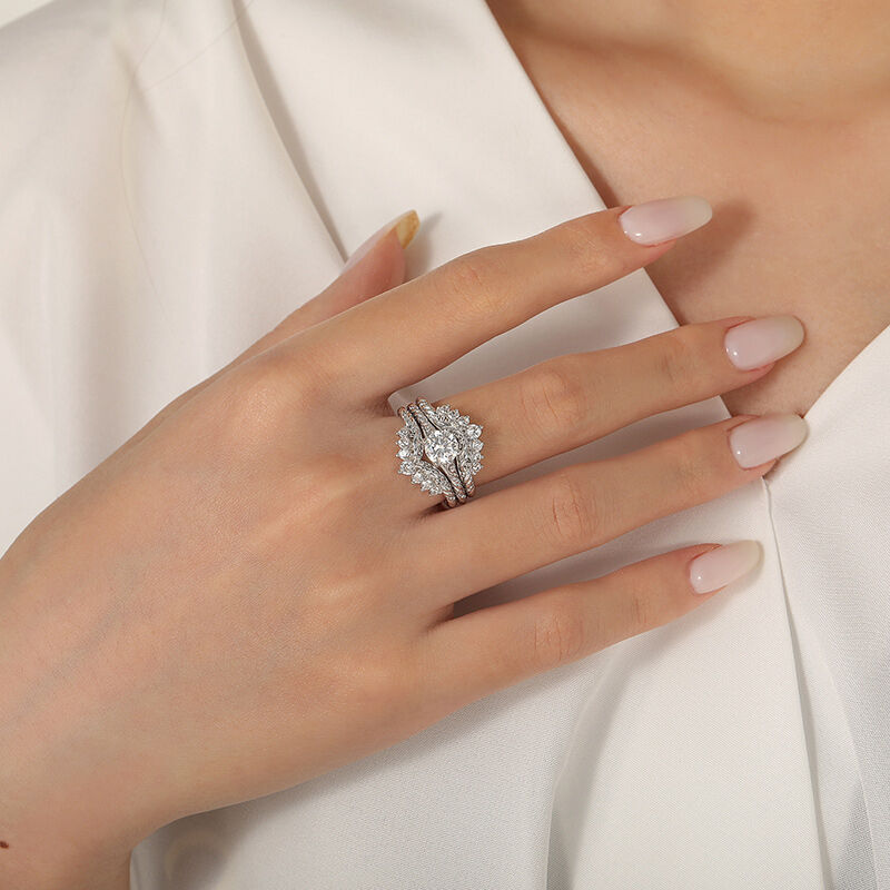 Jeulia Vintage Round Cut Twist Ring Set 2pcs
