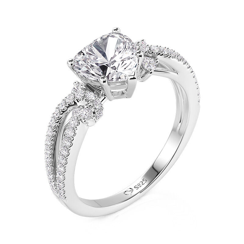 Jeulia Twisted Heart Shaped Engagement Ring With Side Stones