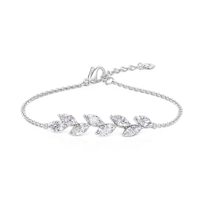 Jeulia Simple Custom Cluster Bracelet Marquise Cut Branches and Leaves