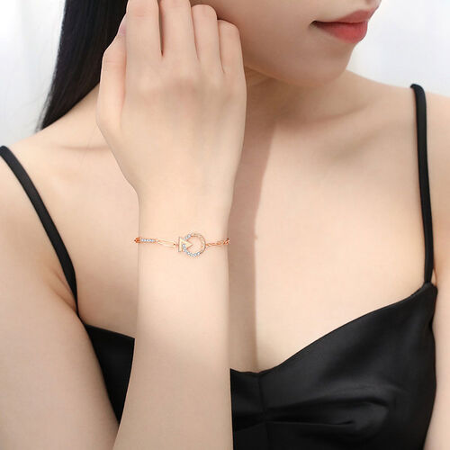 Jeulia Geometry Rose Gold Tone Sterling Silver Bracelet