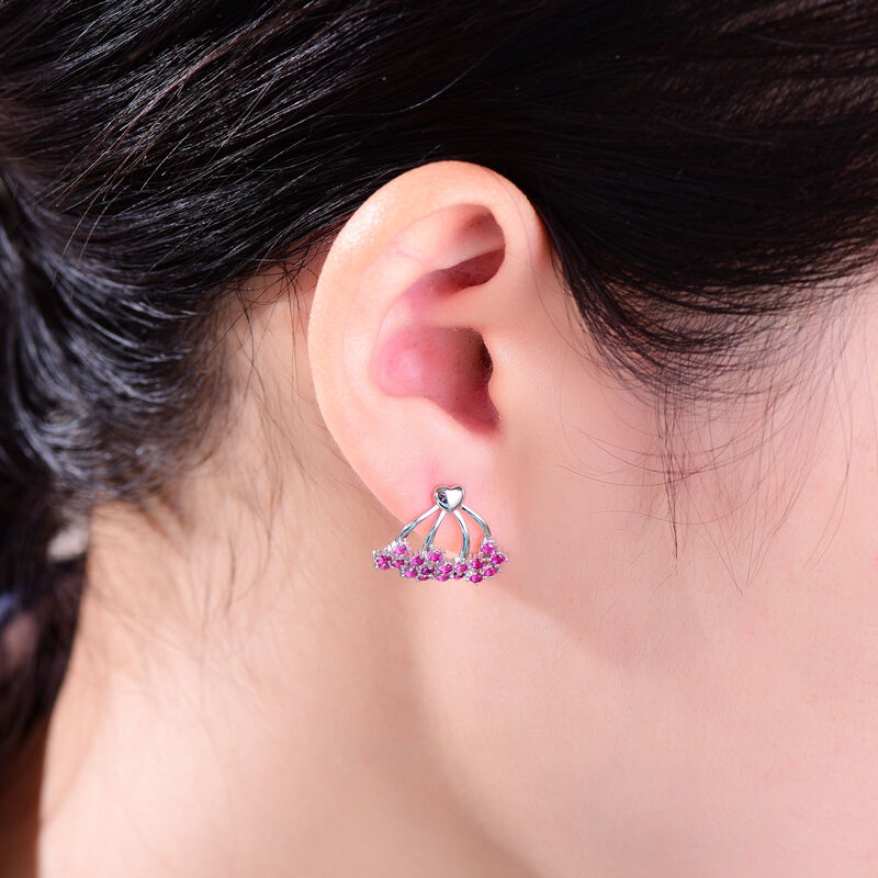 Jeulia "Flower Cluster" Sterling Silver Stud Earrings