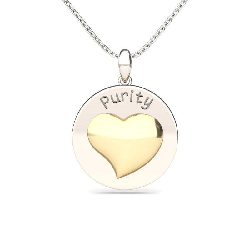 Jeulia Two Tone Purity Heart Sterling Silver Necklace