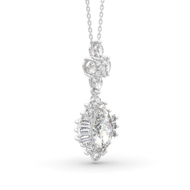 Jeulia Dazzling Halo Marquise Cut Sterling Silver Necklace