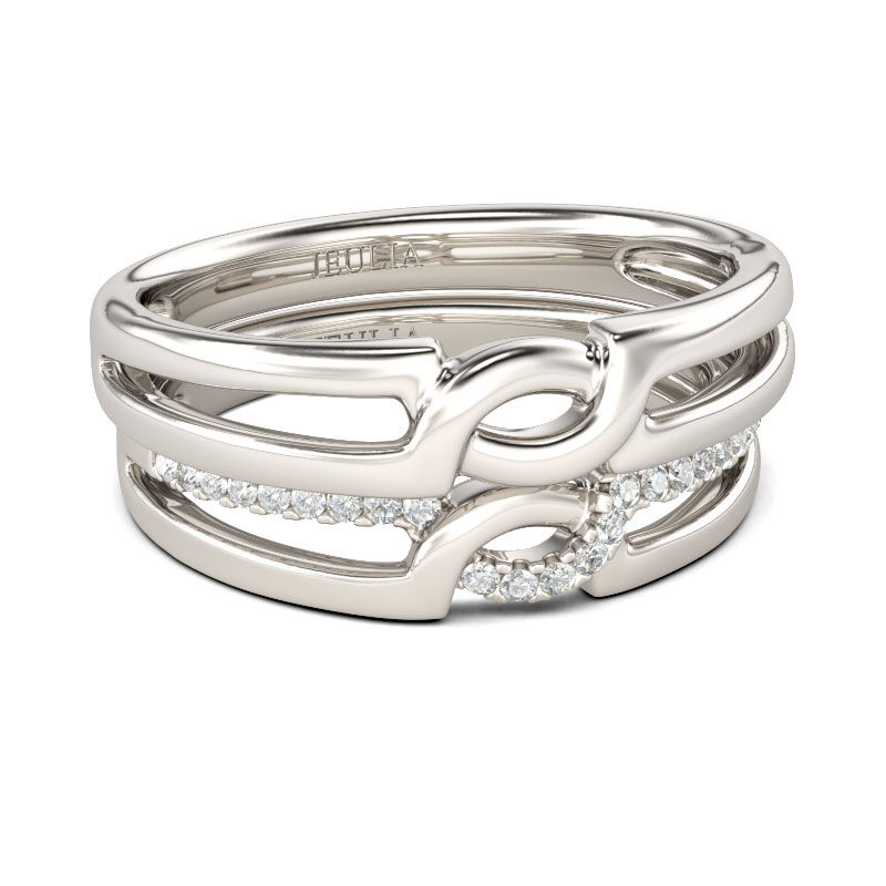 Jeulia Simple Crossover Sterling Silver Band Set