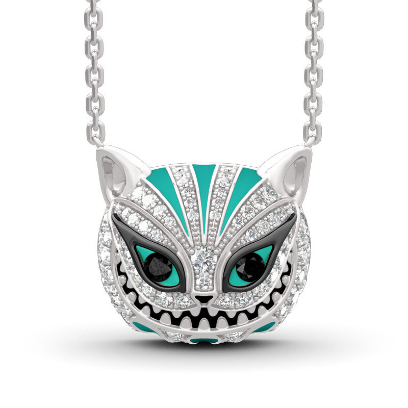 Jeulia "Grinning Like a Cheshire Cat" Sterling Silver Enamel Jewelry Set