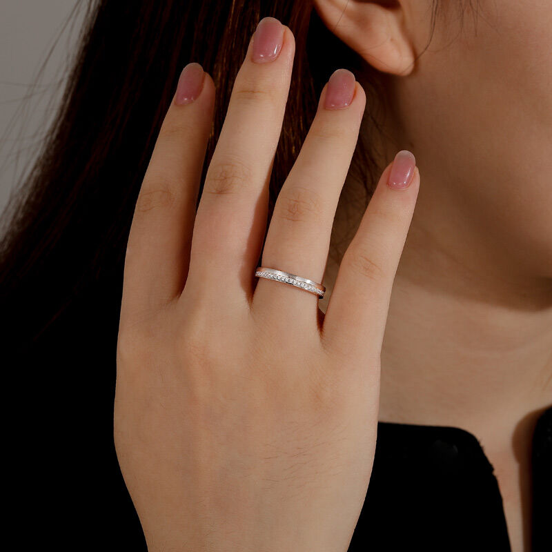 Jeulia Brushed Polished Eternity Wedding Band for Women