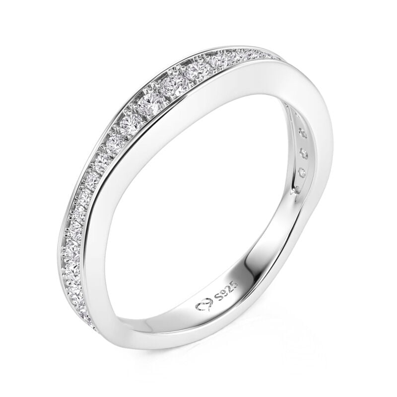 Jeulia Classic Eternity Wedding Band for Women Sterling Silver