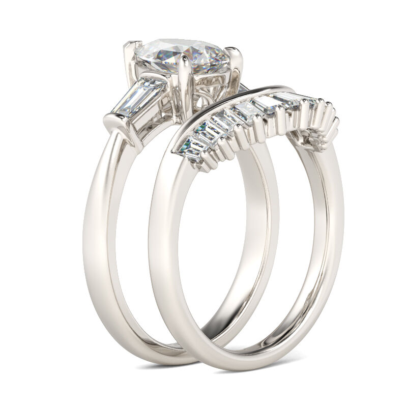 Jeulia Conjunto De Anillo De Talla Pera En Plata De Ley