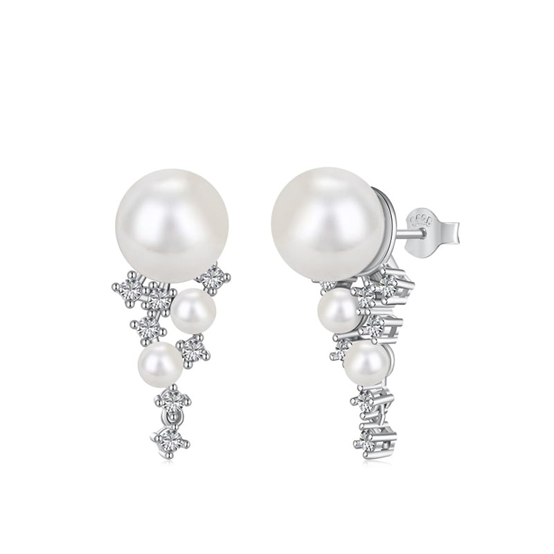 Jeulia "Shimmer" Pearl Sterling Silver Drop Earrings