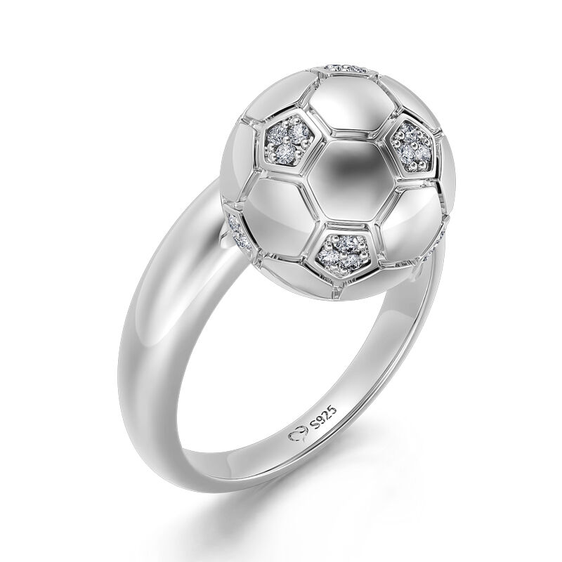 Jeulia "I Love Football" Sterling Silver Dangle Ring