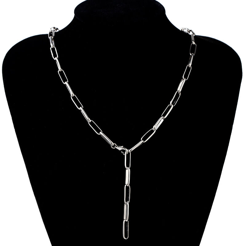 Jeulia Unique Design Sterling Silver Paperclip Chain Necklace