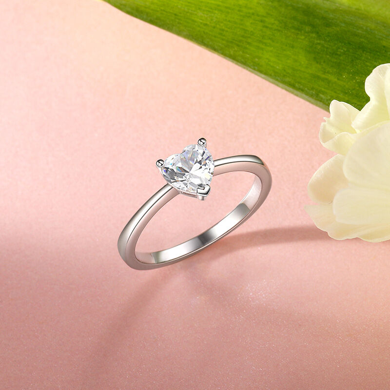 Jeulia Heart Cut Solitaire Sterling Silver Engagement Ring