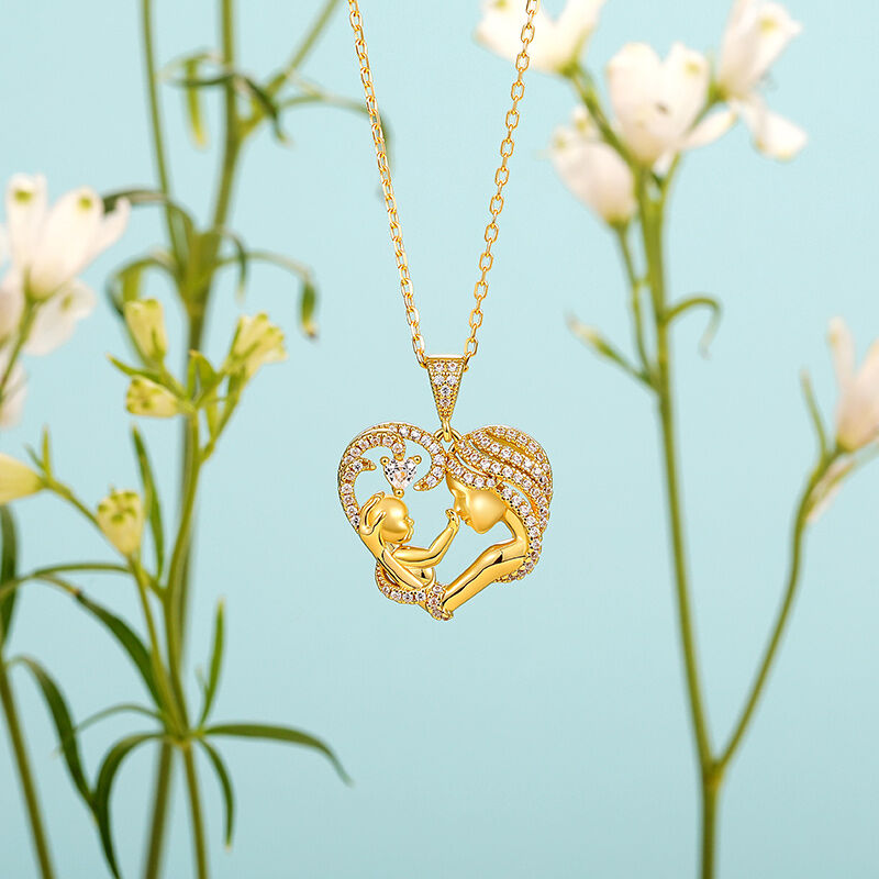 Jeulia "Heart Touch" Mom & Baby Custom Heart  Necklace