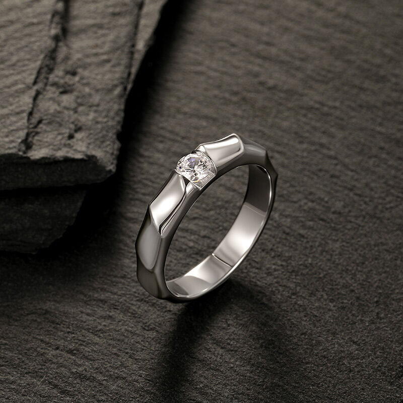 Jeulia Simple Solitaire Twisted Ribbon Mens Ring