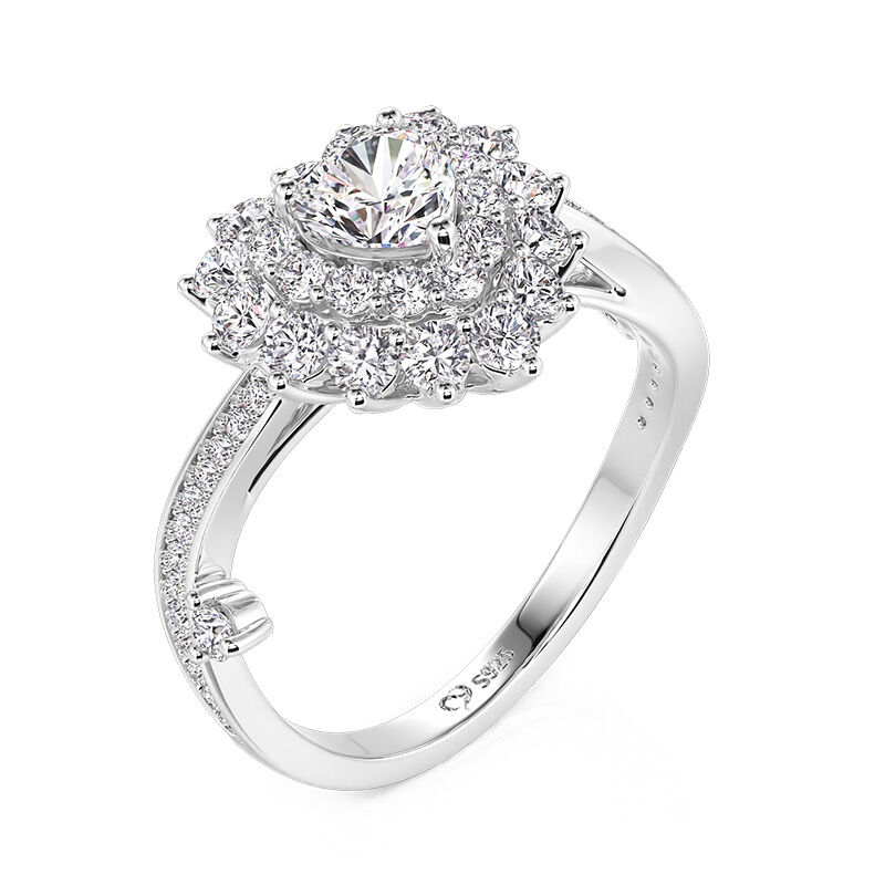 Jeulia Anello di Promessa Cuore Doppio Alone con Torsione in Argento Sterling