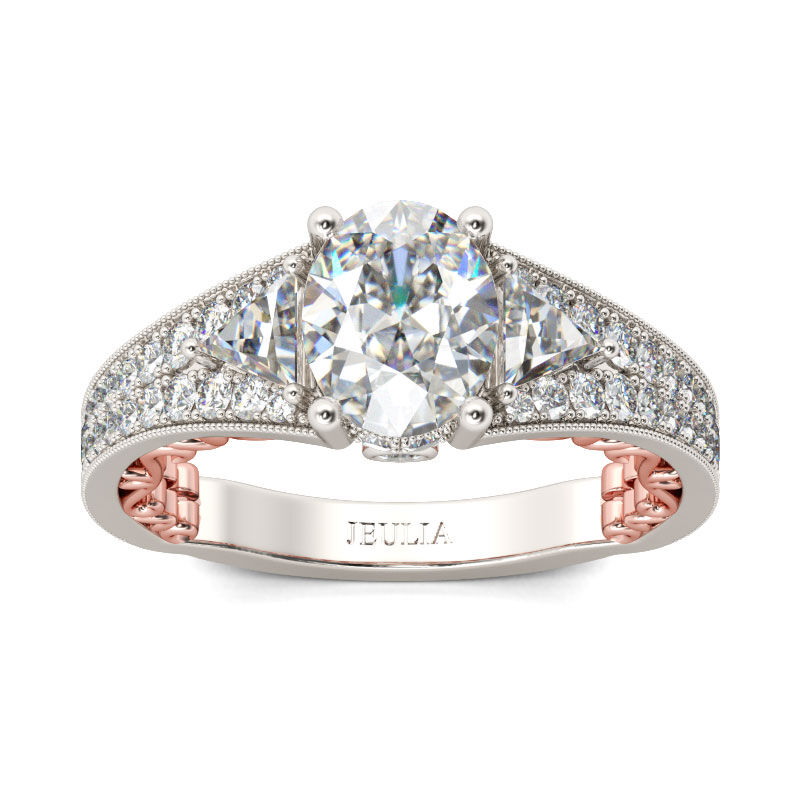 Jeulia Pave Set Oval Cut Sterling Silver Ring