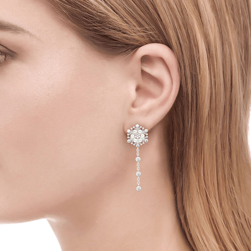 Jeulia Snowflake Cultured Pearl Sterling Silver Earrings
