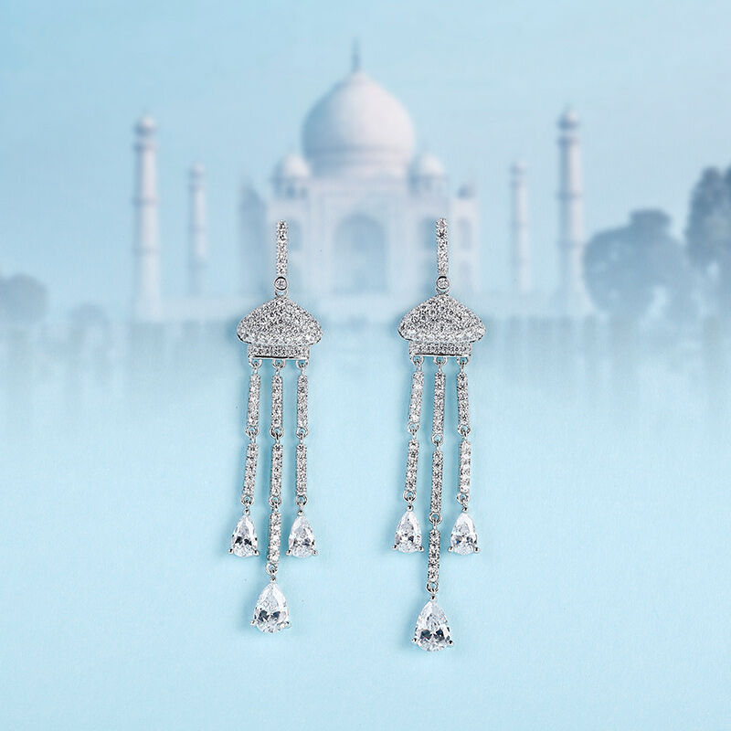 Jeulia Taj Mahal Inspirados Pendientes Largos De Plata Esterlina
