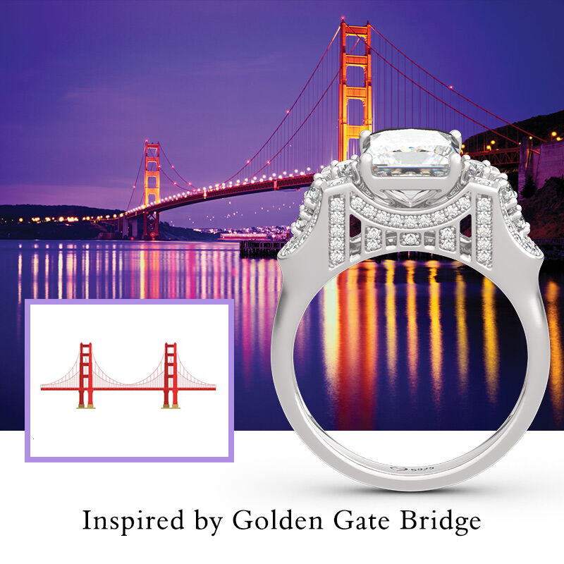 Jeulia Golden Gate Bridge Sterling Silver Ring