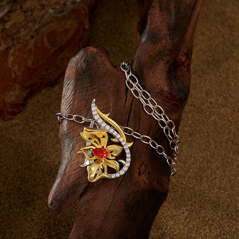 Jeulia x Leyla "Floral of Thorns" Tvåfärgad Twist Blomma Mode Halsband i Sterling Silver