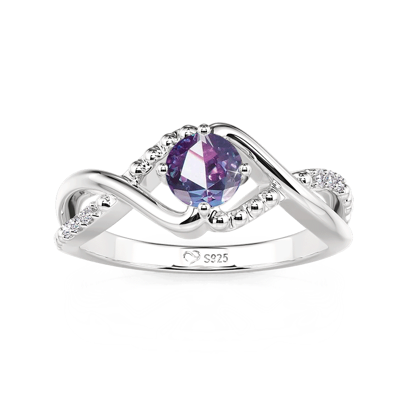 Jeulia Anillo de Compromiso Alejandrita Infinito Trenzado