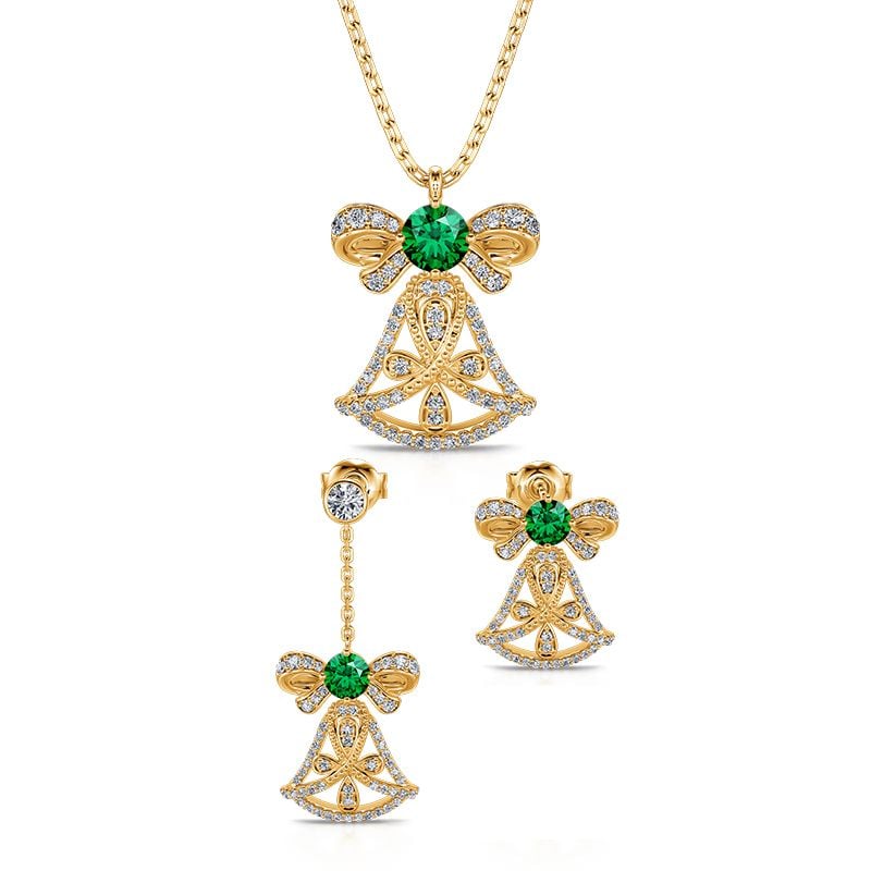 Jeulia "Jingle Bell" Yellow Gold Tone Sterling Silver Jewelry Set