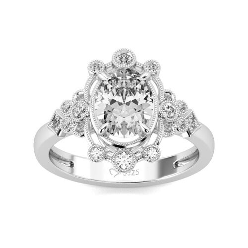 Jeulia Milgrain Oval Cut Sterling Silver Ring Jeulia.co.nz