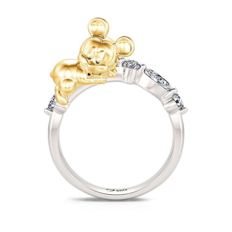 Jeulia Cartoon Mouse Two Tone Sterling Silver Ring
