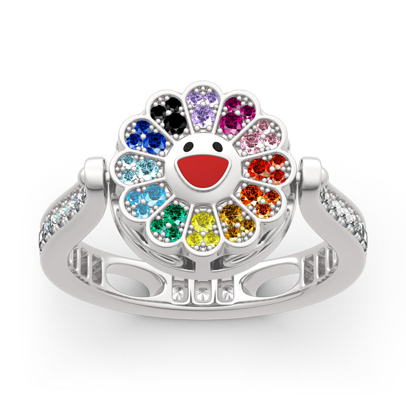 Jeulia "Childish Power" Solros Sterling Silver Personlig Fotoring (Med En Gratis Kedja)