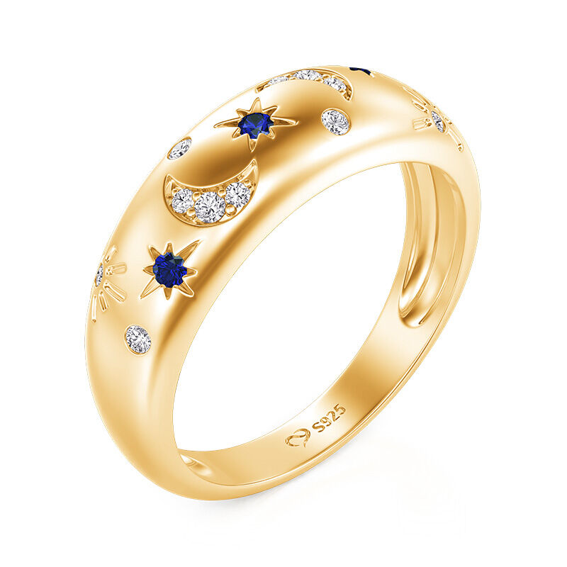 Jeulia Esenciales del Día Anillo Domo Sol Luna y Estrellas para Mujer