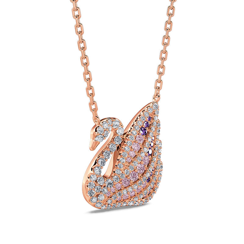 Jeulia Dreamy Swan Rose Gold Tone Sterling Silver Necklace